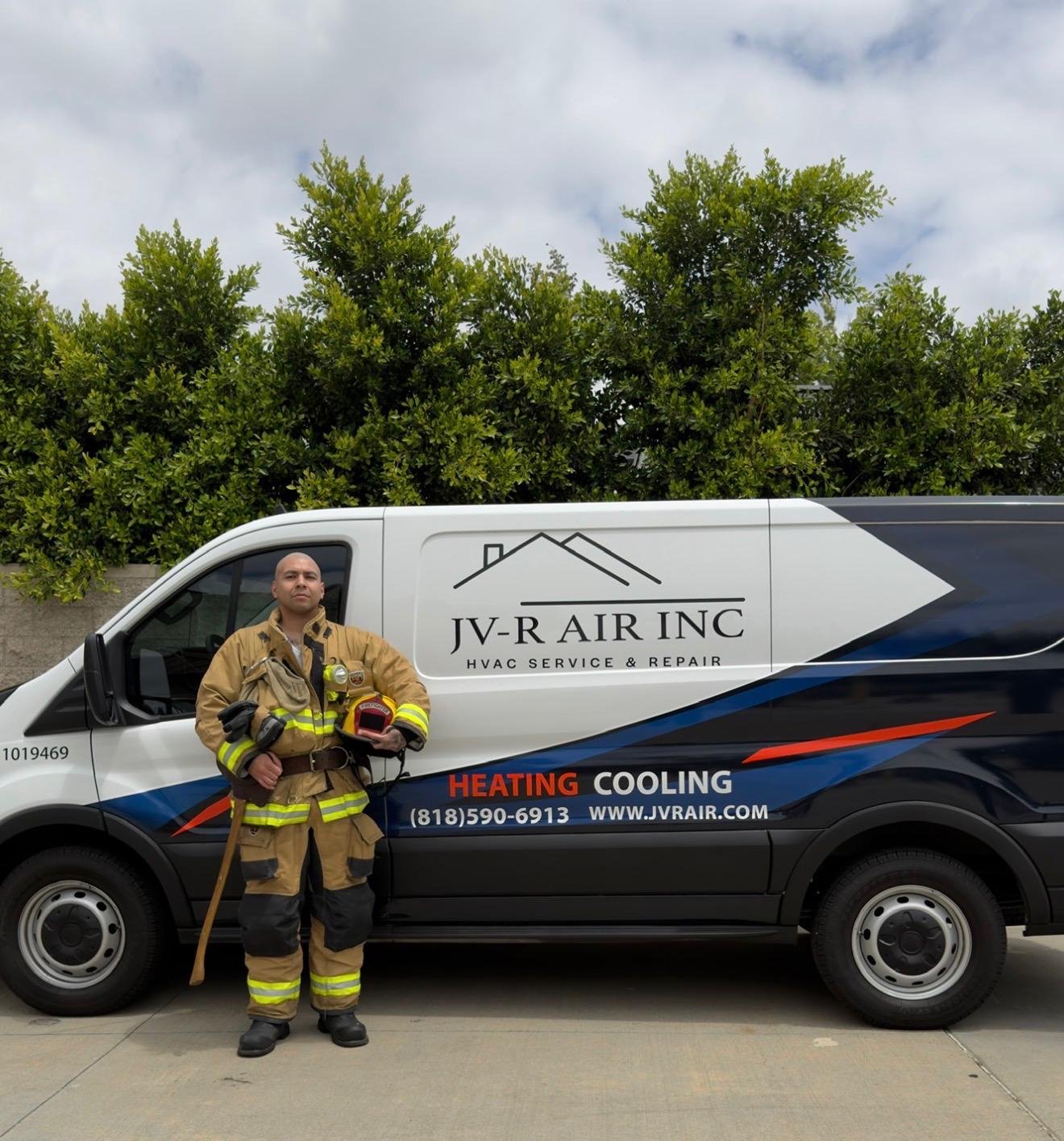JVR Air Inc firefighter with service van